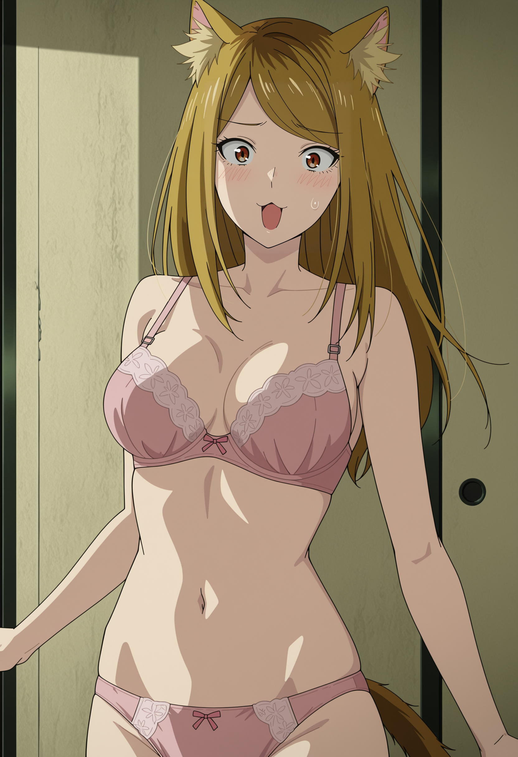 Kaoruko (+Drunk) - 18+, My, Neural Network Content, Anime, Stable diffusion, Anime art, Neural network art, Yani Neko, Colorful hair, Red eyes, Longpost, NSFW