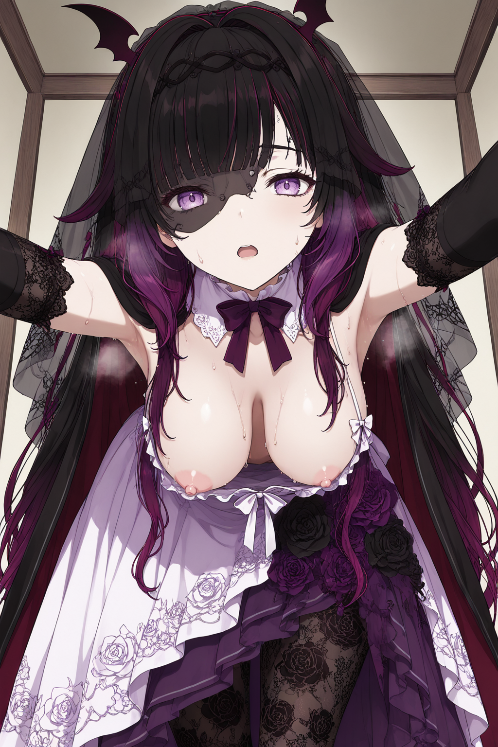 Vampire Columbine skin from Genshin Impact - Series Girls from Genshin Impact, 18+, My, Neural Network Content, Genshin impact, Anime, Columbina (Genshin Impact), Erotic, Boobs, Booty, Stable diffusion, Neural network art, Anime art, Etty, Underpants, Neurovideo, Short videos, Vertical video, Soundless, Pantsu, Underwear, Choker, Video, Longpost, NSFW