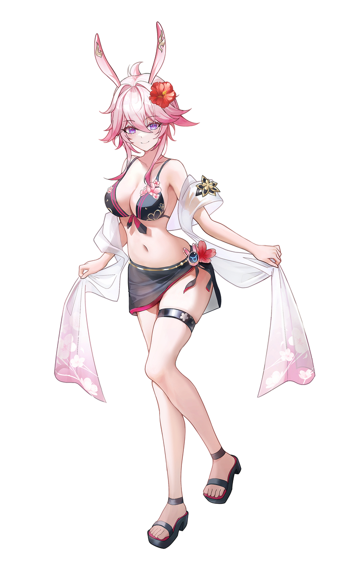 Eva - 18+, Anime art, Honkai: Star Rail, Evanescia (Honkai: Star Rail), Bikini, Animal ears, Swimsuit, NSFW