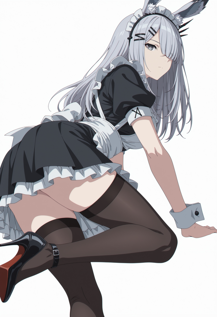 Frostnova - 18+, My, Neural Network Content, Anime, Anime art, Stable diffusion, Neural network art, Arknights, Frostnova, Housemaid, Longpost, NSFW