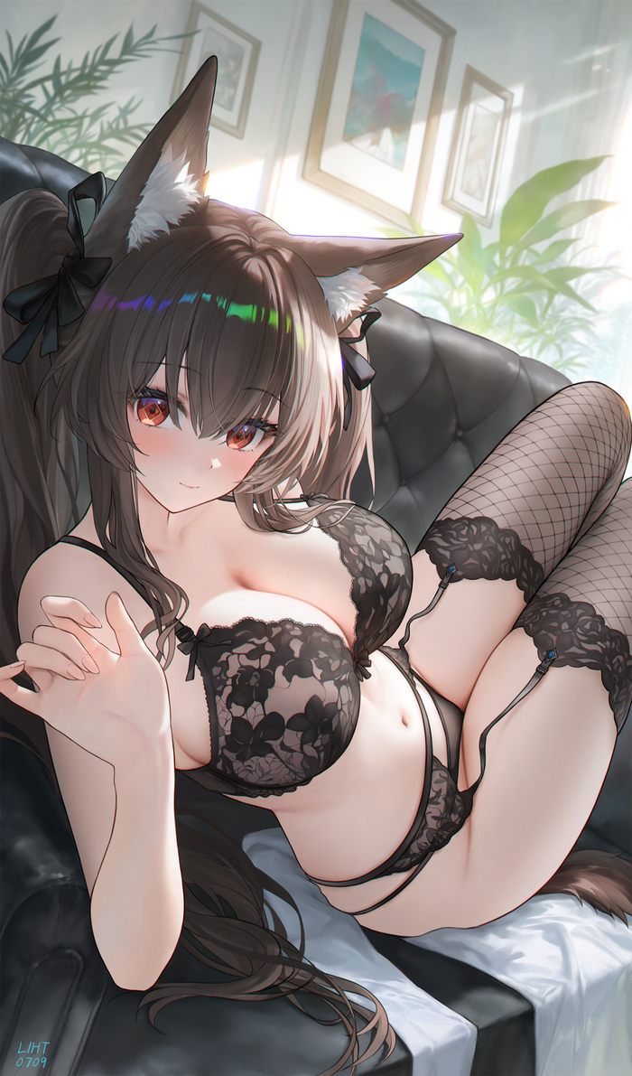 Continuation of the post Gilberta - 18+, Anime art, Anime, Gilberta (Endfield), Animal ears, Underwear, Reply to post, Longpost, NSFW