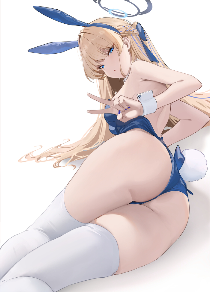Toki - 18+, Anime art, Anime, Blue archive, Asuma Toki, Bunnysuit, Booty, Stockings, NSFW