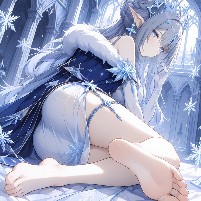 Monday - 18+, Neural Network Content, Anime art, Genshin impact, Tsaritsa (Genshin Impact), Elves, Girls, Legs, Foot fetish, Longpost, NSFW