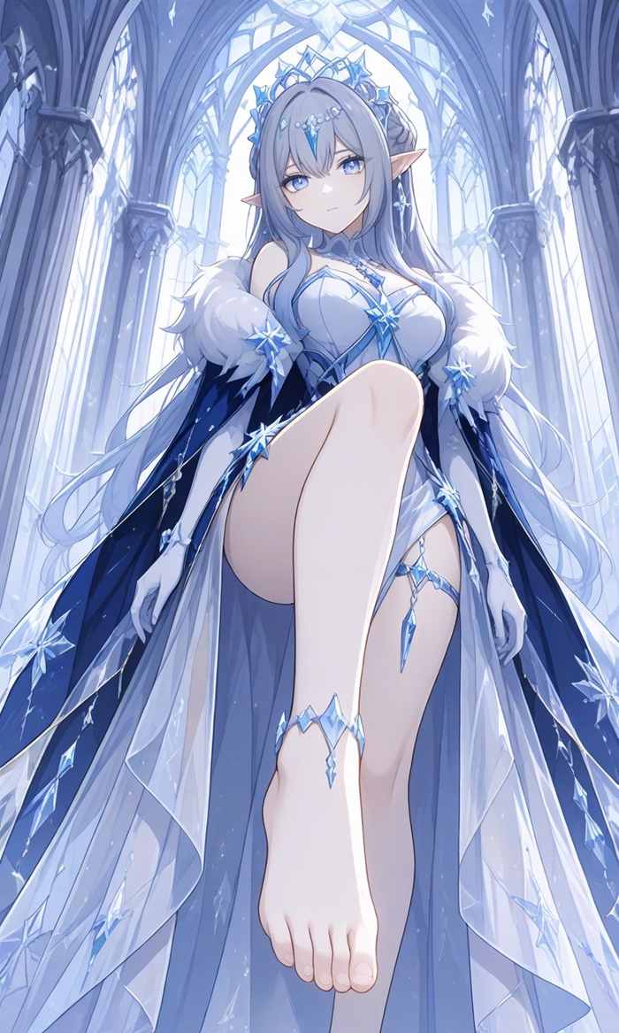 Monday - 18+, Neural Network Content, Anime art, Genshin impact, Tsaritsa (Genshin Impact), Elves, Girls, Legs, Foot fetish, Longpost, NSFW