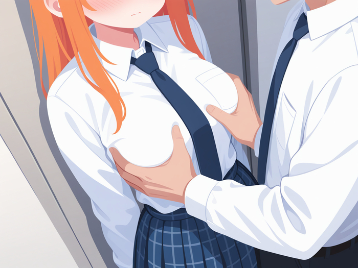 Working secrets - 18+, My, Neural Network Content, Neural network art, Anime, Stable diffusion, Sdxl, Booty, Boobs, Skirt, Mini skirt, Stockings, Kiss, Redheads, Shirt, Embarrassment, Erotic, Longpost, NSFW