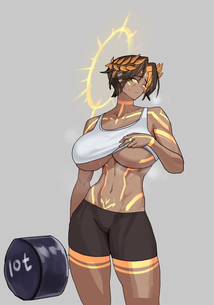 Continuation of the post Emperor of Humanity - 18+, Art, Anime, Anime art, Hand-drawn erotica, Erotic, Warhammer 40k, Emperor of Humanity, Rule 63, Muscleart, Strong girl, Reply to post, Longpost, NSFW