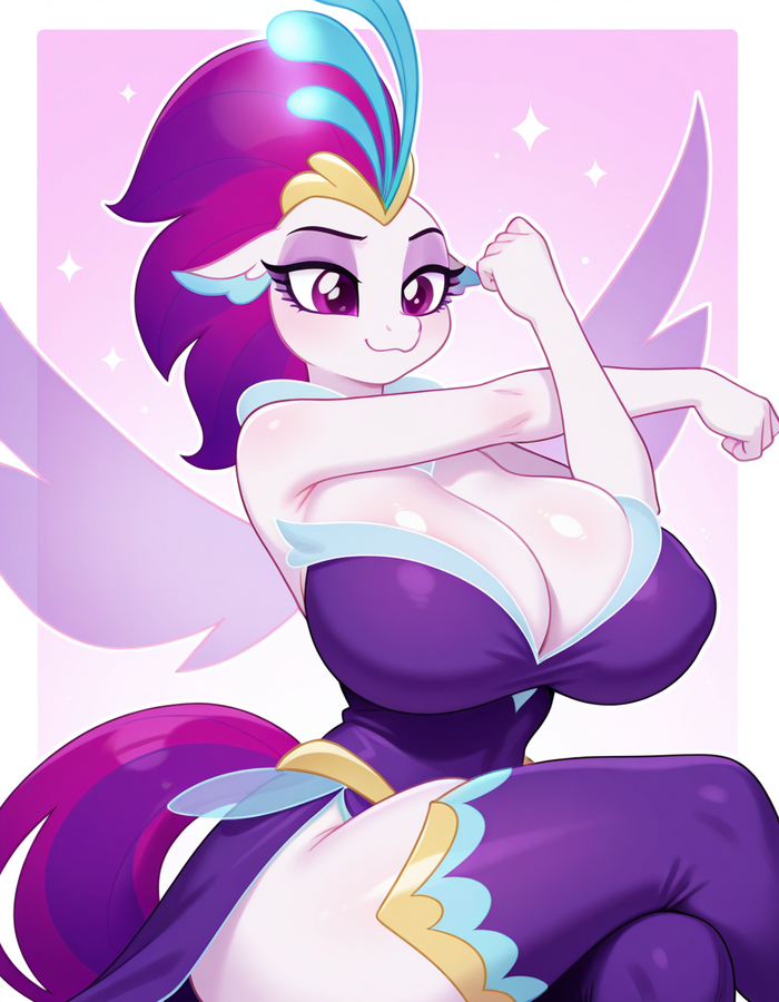 Underwater queens - Series Neuropony art, 18+, Neural Network Content, Princess Skystar, Queen Novo, Neural network art, My little pony, Anthro, MLP Suggestive, Big size, Sushi, Beach vacation, NSFW