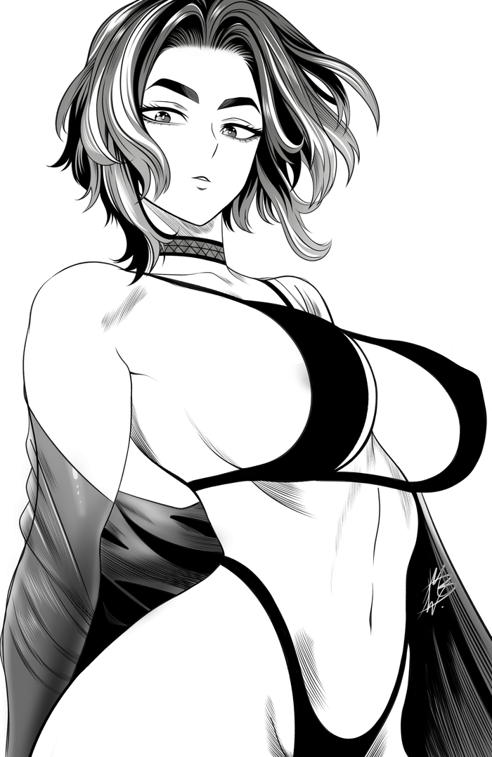 Lady Nagant - 18+, Mostlybluewyatt, Art, Anime, Anime art, Hand-drawn erotica, Erotic, Boku no hero academia, Lady nagant, Swimsuit, NSFW
