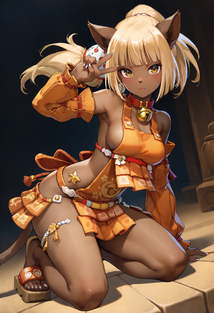 Ecaflip Warrior (Dofus) - 18+, My, Neural Network Content, Neural network art, Stable diffusion, Anime art, Anime, Furry, Anthro, Dofus, Longpost, NSFW