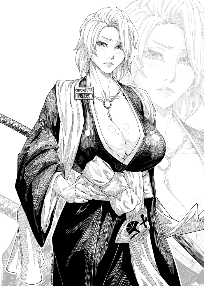 Rangiku - 18+, Chuckuddin, Art, Anime, Anime art, Hand-drawn erotica, Erotic, Bleach, Rangiku Matsumoto, Extra thicc, NSFW