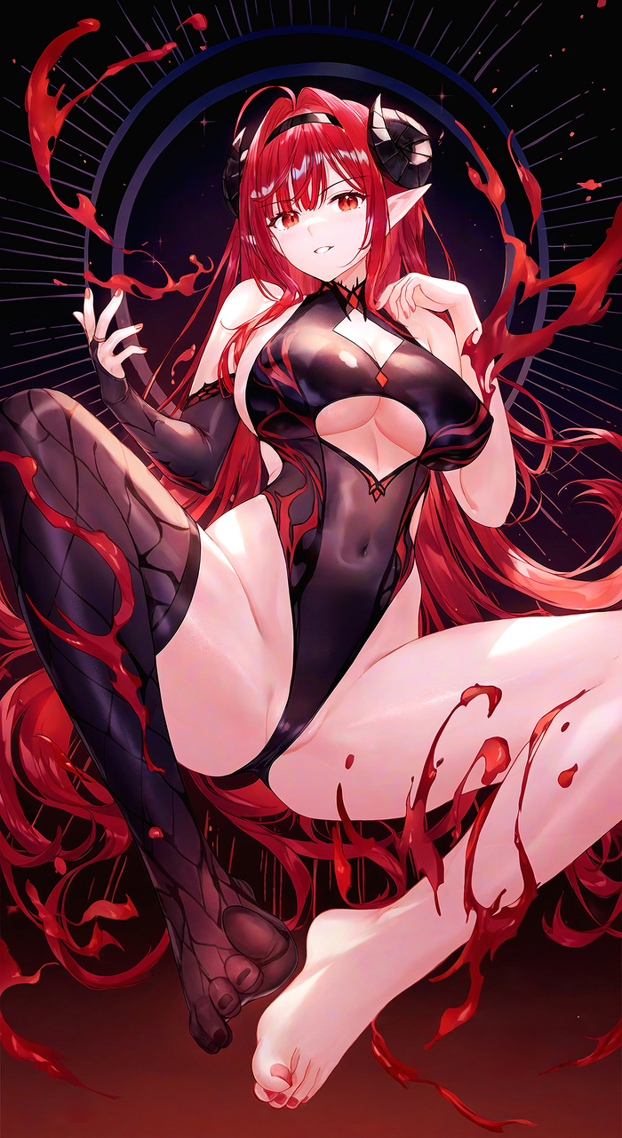 Hindenburg - 18+, Anime art, Anime, Azur lane, Hindenburg, Girl with Horns, Urdha, NSFW