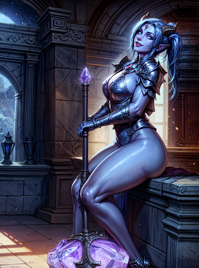 Warcraft - Draenei - 18+, Warcraft, Draenei, Hand-drawn erotica, no pants day, NSFW, Neural Networks, Neural network art
