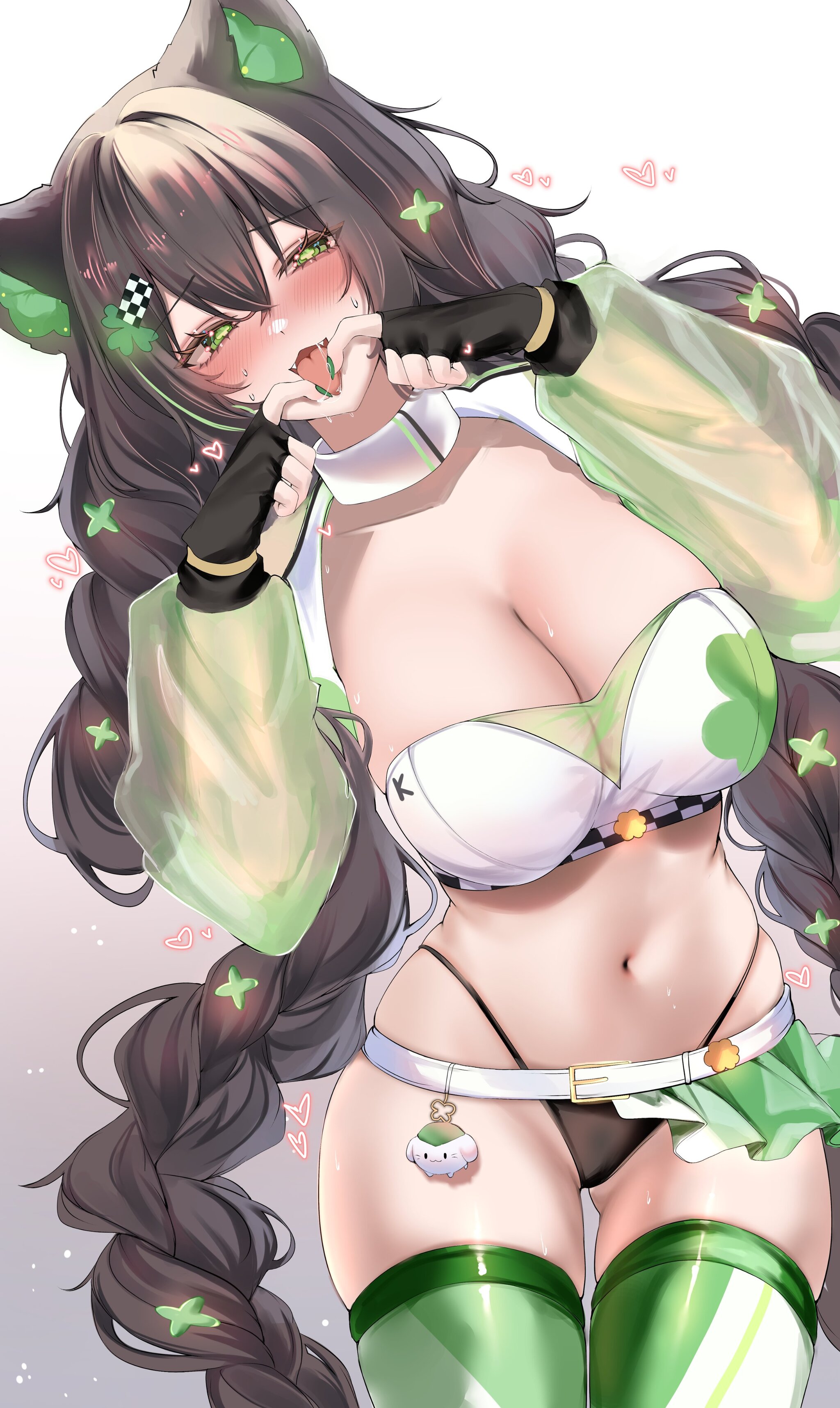 Kitsunya - 18+, Anime art, Anime, Virtual youtuber, Girls, Animal ears, Choker, Acedia, Longpost, NSFW