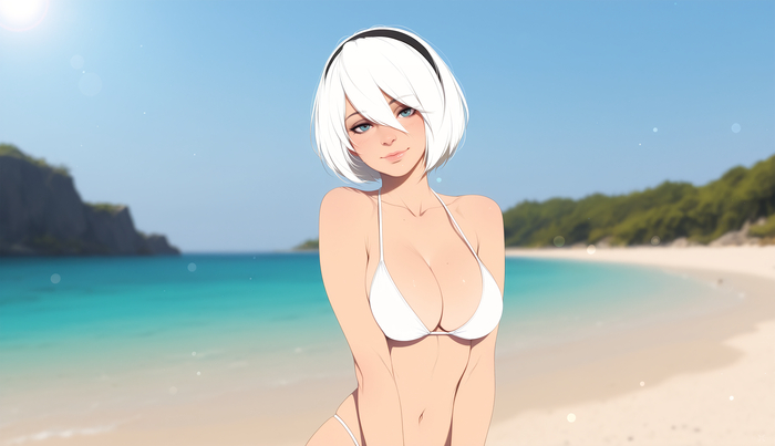 Bikini girls - 18+, Neural network art, Art, Erotic, Boobs, Anime, Bikini, Longpost, Anime art, NSFW