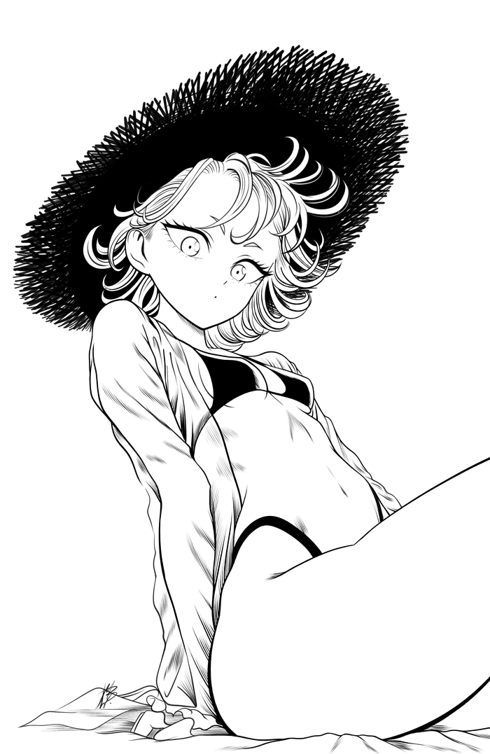 Continuation of the post Tasumaki - 18+, Art, Anime, Anime art, Onepunchman, Mostlybluewyatt, Hand-drawn erotica, Tatsumaki, Erotic, Swimsuit, Reply to post, NSFW