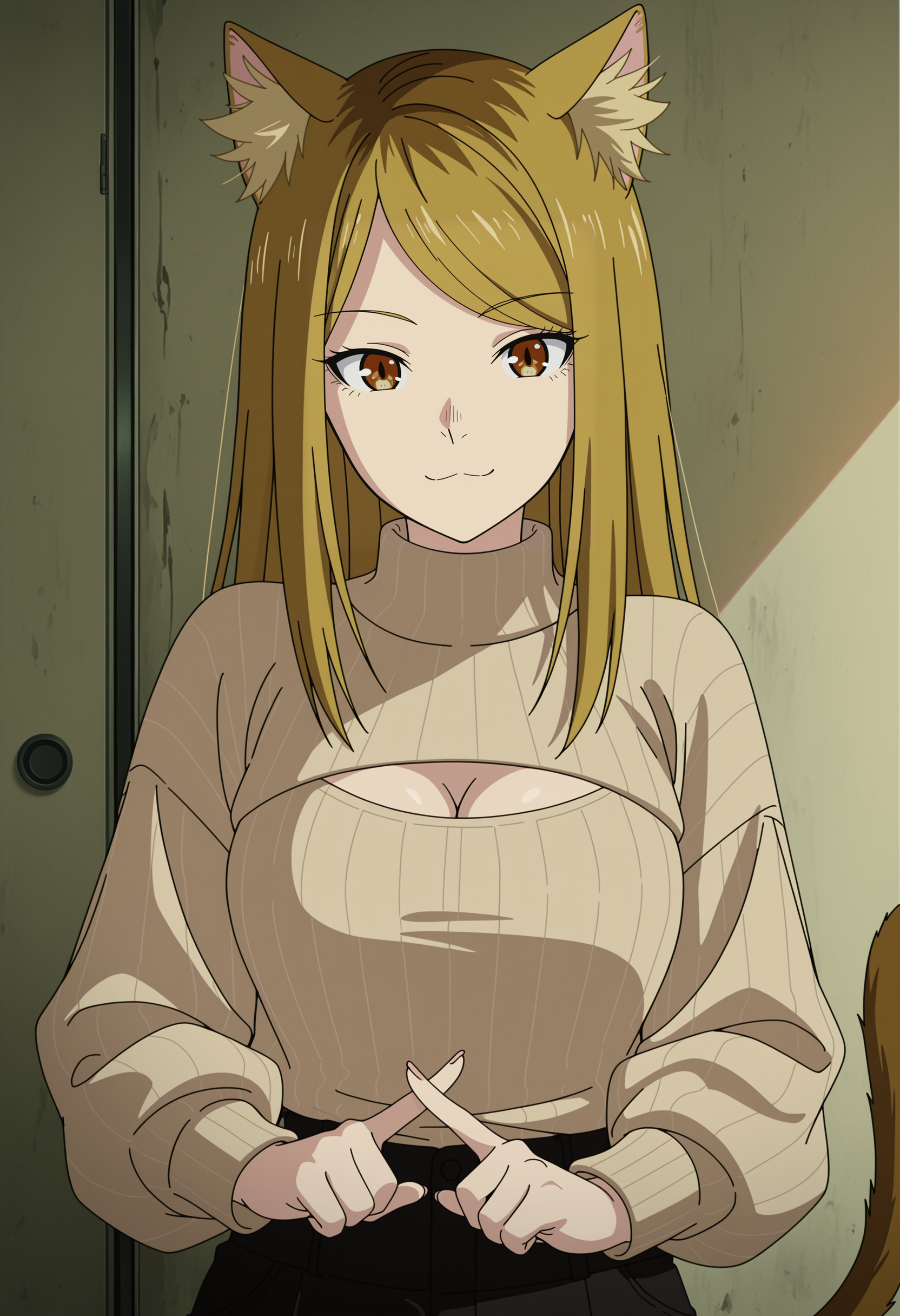Kaoruko (+Drunk) - 18+, My, Neural Network Content, Anime, Stable diffusion, Anime art, Neural network art, Yani Neko, Colorful hair, Red eyes, Longpost, NSFW