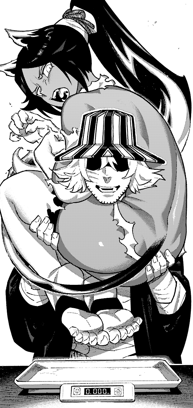 It's time to weigh the pussy - 18+, Art, Anime, Anime art, Hand-drawn erotica, Erotic, Bleach, Shihouin Yoruichi, Kisuke Urahara, Animal ears, Tail, NSFW