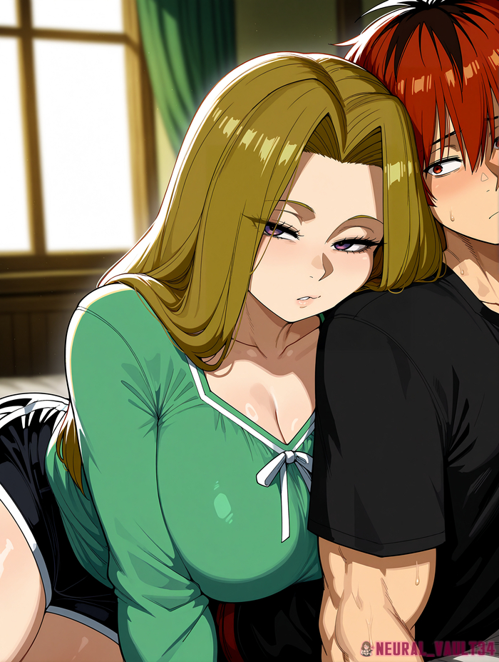 Stark and Methode - 18+, My, Neural Network Content, Neural network art, Anime art, Anime, Hand-drawn erotica, Stark (Sousou no Frieren), Methode (Sousou no Frieren), Longpost, NSFW