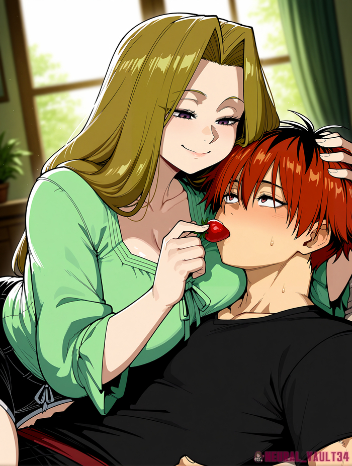 Stark and Methode - 18+, My, Neural Network Content, Neural network art, Anime art, Anime, Hand-drawn erotica, Stark (Sousou no Frieren), Methode (Sousou no Frieren), Longpost, NSFW