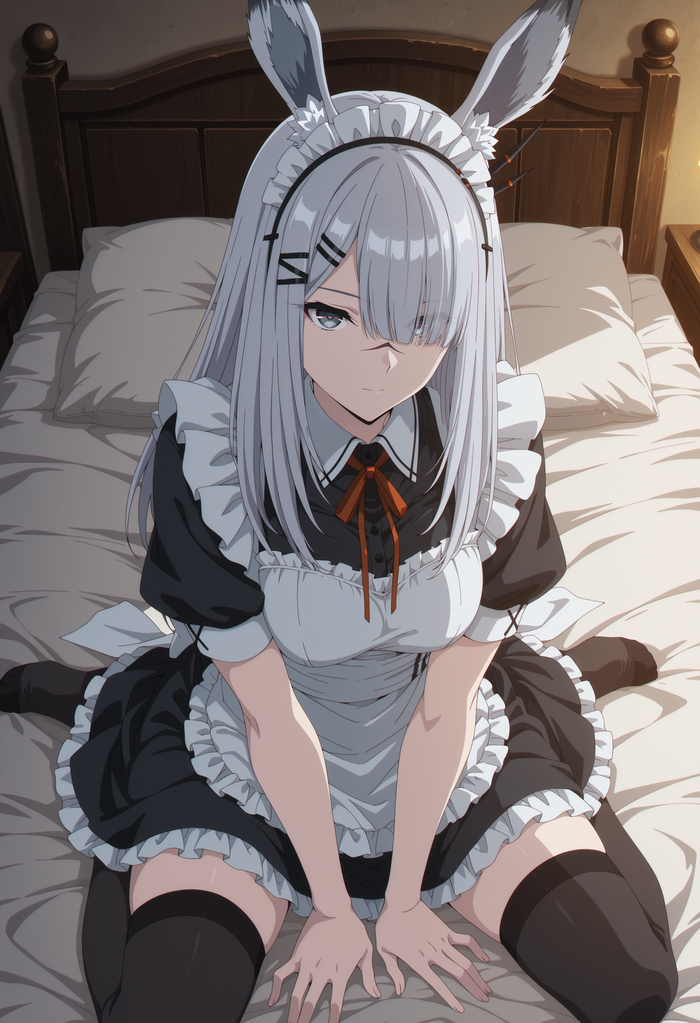 Frostnova - 18+, My, Neural Network Content, Anime, Anime art, Stable diffusion, Neural network art, Arknights, Frostnova, Housemaid, Longpost, NSFW