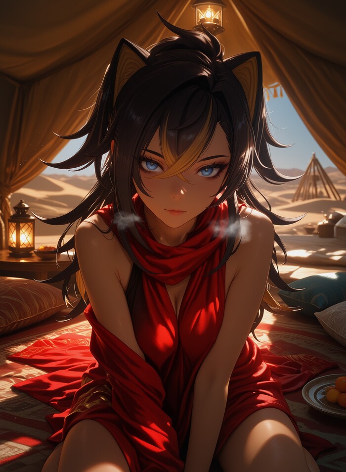 Dehya - 18+, My, Neural Network Content, Dehya (Genshin Impact), Genshin impact, Anime, Anime art, Stable diffusion, Neural network art, NSFW