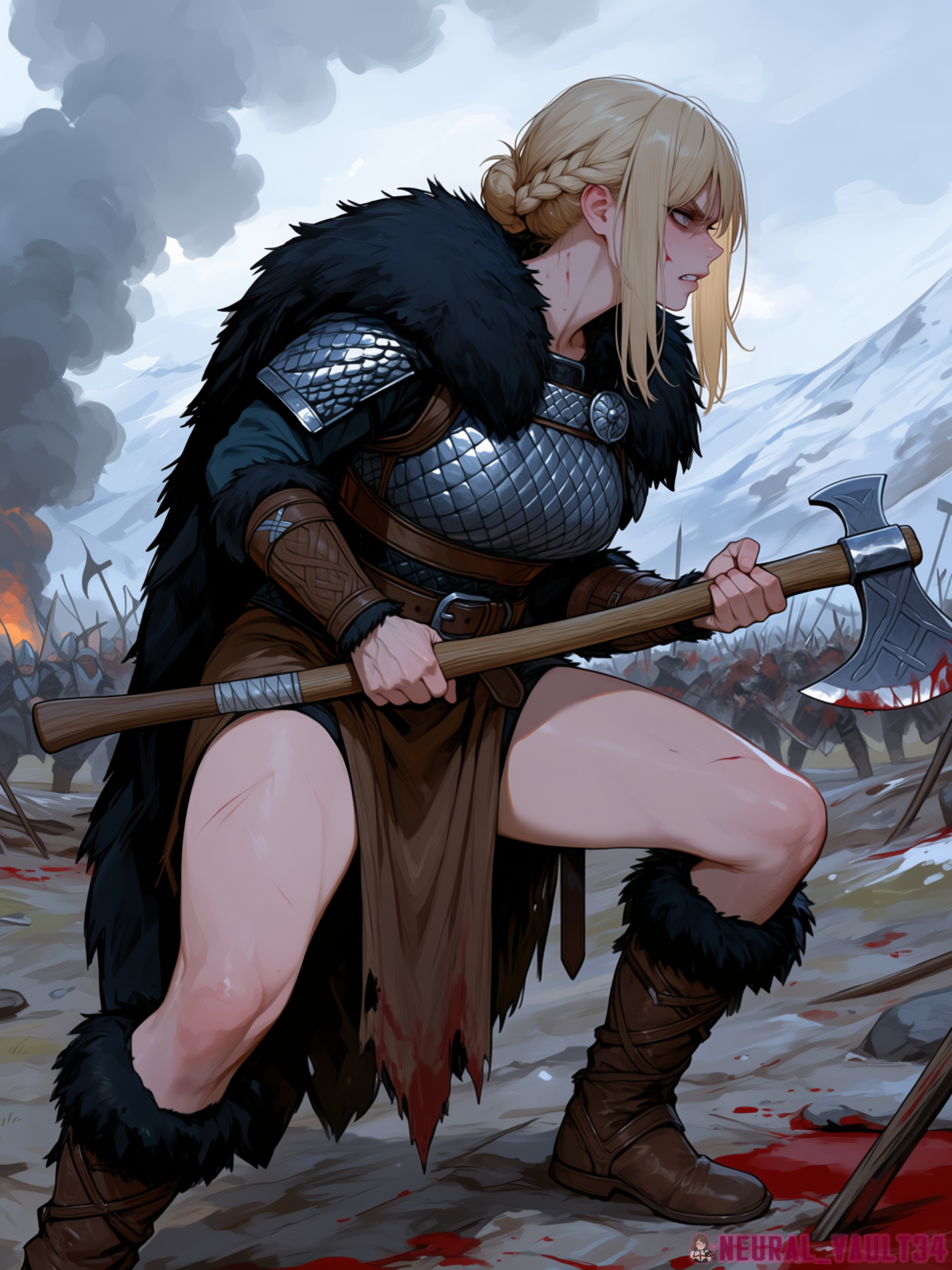 Vikings Part 2 - 18+, My, Neural Network Content, Neural network art, Anime art, Anime, Hand-drawn erotica, Longpost, NSFW