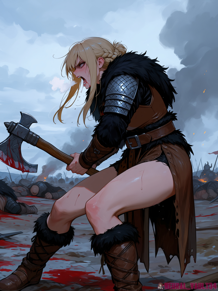 Vikings Part 2 - 18+, My, Neural Network Content, Neural network art, Anime art, Anime, Hand-drawn erotica, Longpost, NSFW