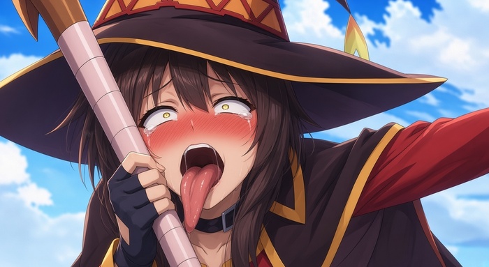 Art by Grimmblack 05 - Series Strawberry, 18+, My, Neural network art, Art, Erotic, Anime, Fantasy, Megumin, Konosuba, Ahegao, NSFW, Neural Network Content