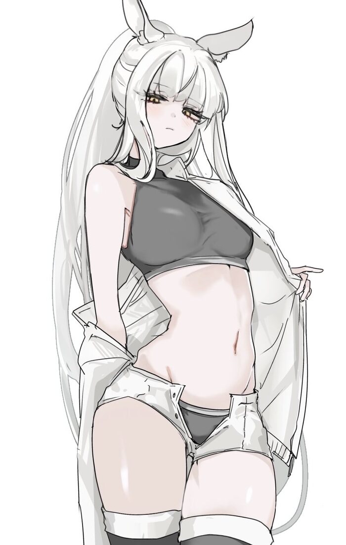 Platinum - 18+, Anime art, Anime, Arknights, Platinum, Animal ears, NSFW