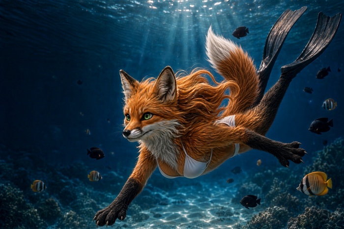 Furry art by Wolfmks #4301 - Series Furry Art by Wolfmks 4 series, 18+, My, Neural Network Content, Furry, Furry art, Neural network art, Furry fox, NSFW
