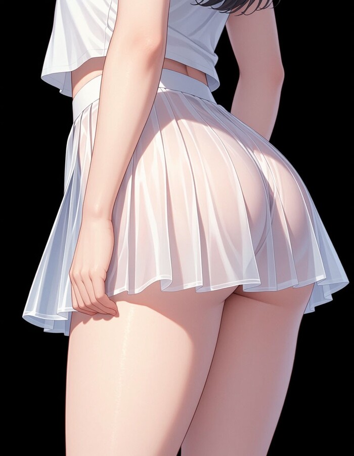 Art - 18+, My, Neural Network Content, Neural network art, Girls, Anime, Anime art, Hand-drawn erotica, Erotic, Art, Skirt, Booty, NSFW