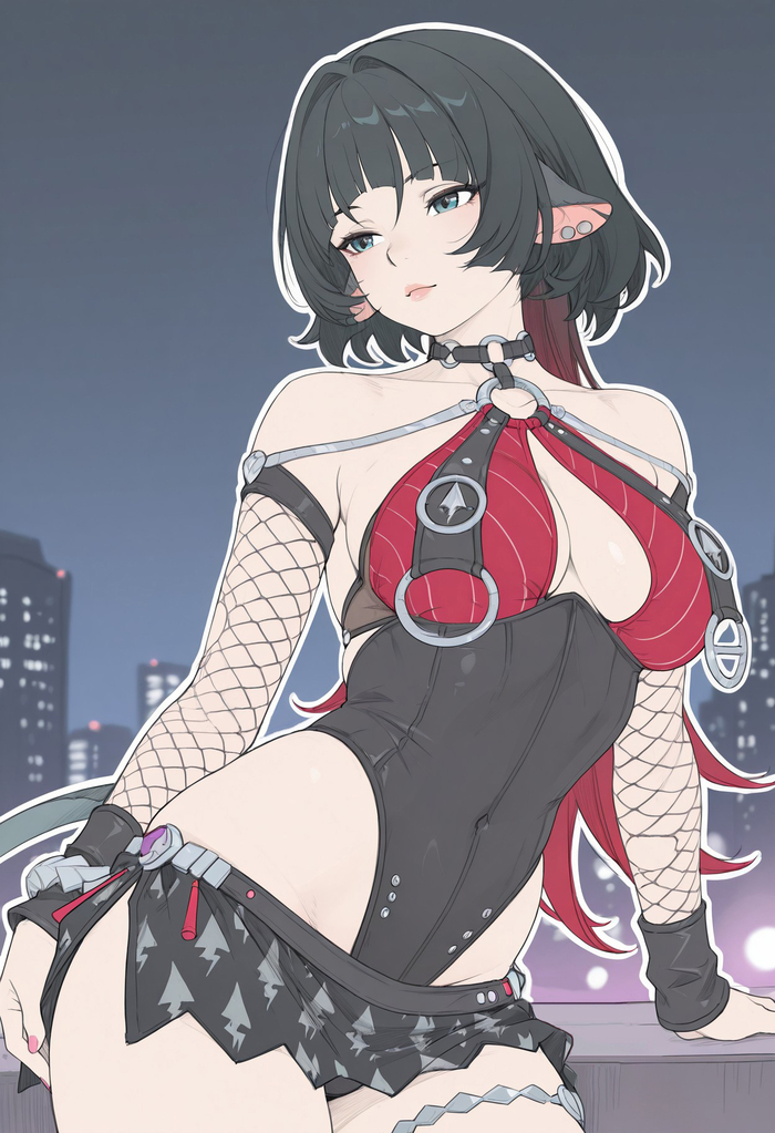 Continuation of the post “Jane” - 18+, My, Neural Network Content, Zenless Zone Zero, Jane Doe (zzz), Art, Girls, Games, Anime, Anime art, Neural network art, Animal ears, Tail, Reply to post, NSFW