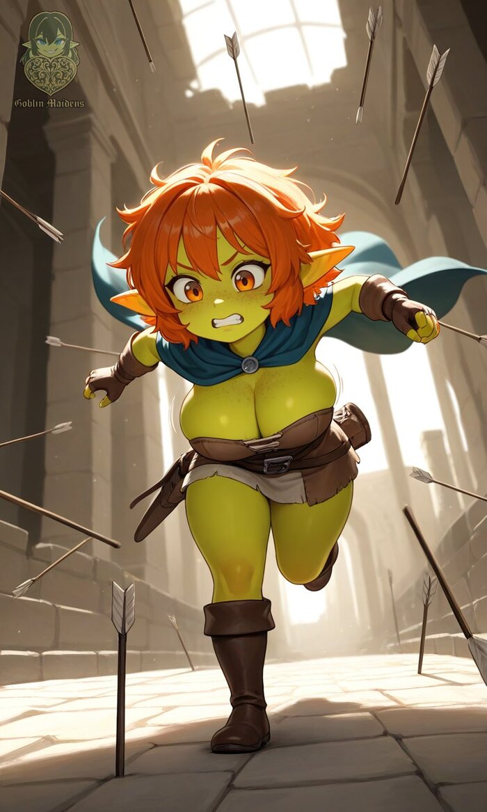 Run! Run! Run! - 18+, Neural Network Content, Art, Anime, Anime art, Hand-drawn erotica, Erotic, Neural network art, Goblins, Goblin-Tian, Extra thicc, Etty, NSFW
