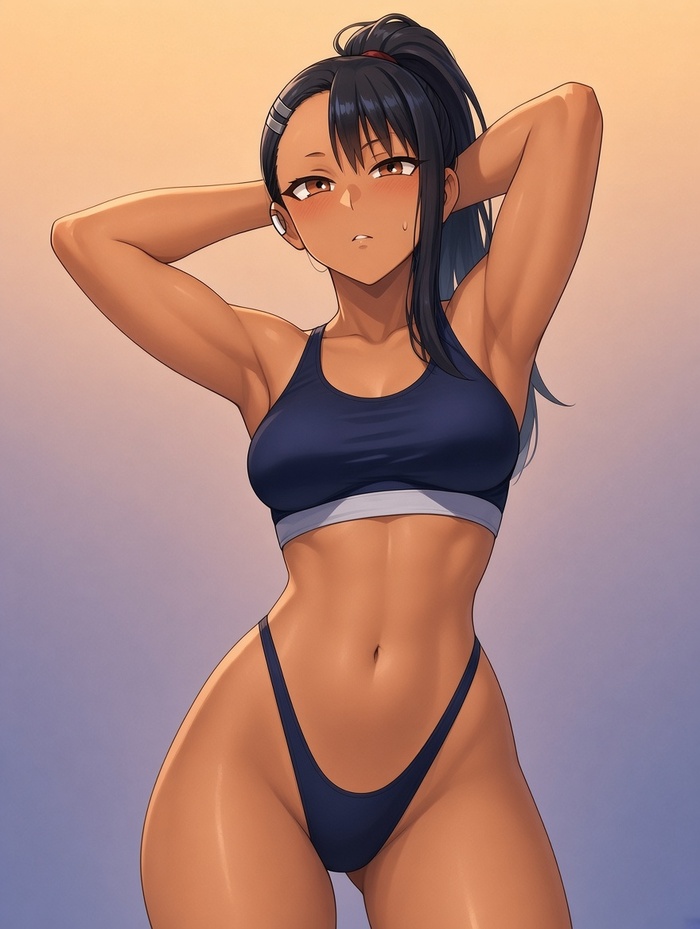 Hayase Nagatoro - Series RomComs, 18+, Neural Network Content, Anime, Anime art, Ijiranaide Nagatoro-san, Hayase nagatoro, Tan, Sports girls, NSFW
