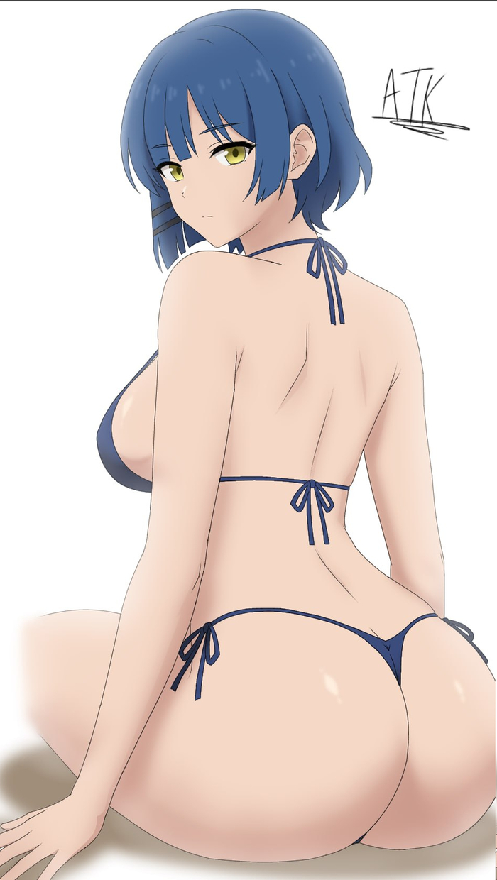 Pё - 18+, Anime, Anime art, Bocchi the Rock!, Yamada Ryou, Back, Booty, Boobs, Bikini, Etty, NSFW