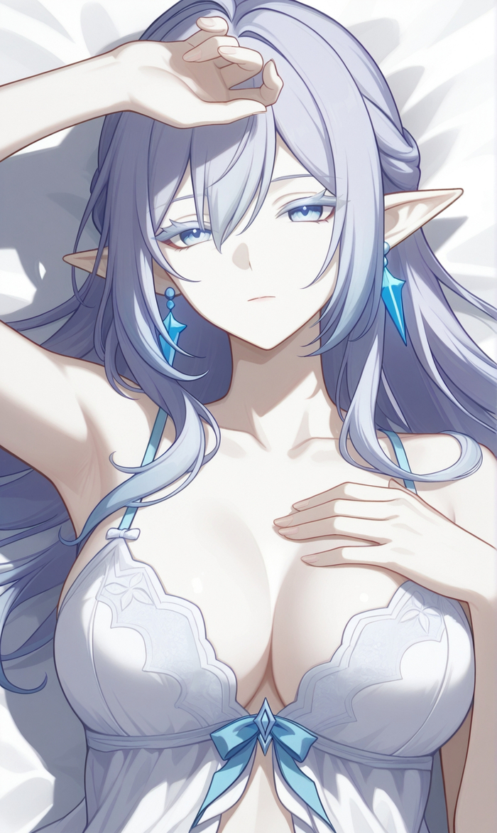 Anastasia - 18+, Neural Network Content, Anime art, Genshin impact, Tsaritsa (Genshin Impact), Elves, NSFW