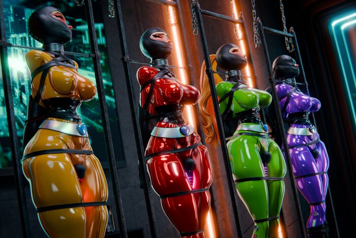 Spies - 18+, Art, 3D, Cartoons, Animated series, Totally spies, Alex (Totally Spies), Sam (Totally Spies), Clover (Totally Spies), Girls, Spy, Characters (edit), BDSM, Bondage, Gag, Latex, Vibrator, Virtual reality glasses, Erotic, Longpost, NSFW