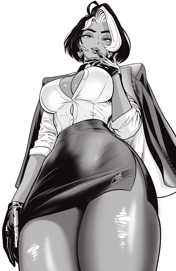 Domina - 18+, Mostlybluewyatt, Art, Anime, Anime art, Hand-drawn erotica, Erotic, Overwatch, Overwatch 2, Domina (Overwatch), Extra thicc, MILF, Games, Game art, NSFW