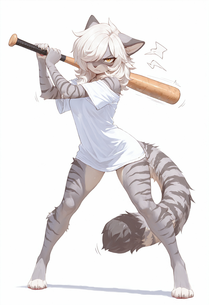 Come on, come on! - Series Blonde Beast, 18+, My, Neural Network Content, Neural network art, Stable diffusion, Animal ears, Furry, Neko, Tail, Bit, NSFW