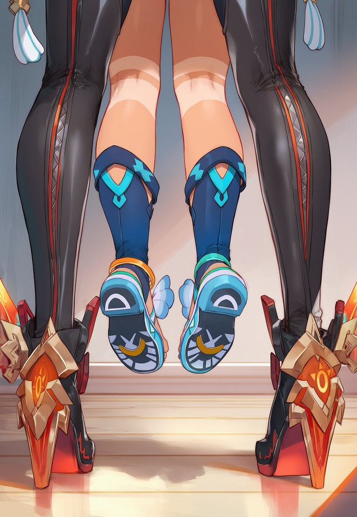 Continuation of the post The Heimlich Maneuver - 18+, Neural Network Content, Art, Anime, Wise (zzz), Genshin impact, Zenless Zone Zero, Honkai: Star Rail, Anime art, Mavuika (Genshin Impact), Mualani (Genshin Impact), Yae Miko (Genshin Impact), Evelyn Chevalier (zzz), Vivian (zzz), Girls, Erotic, Hand-drawn erotica, Neural network art, Reply to post, Longpost, NSFW