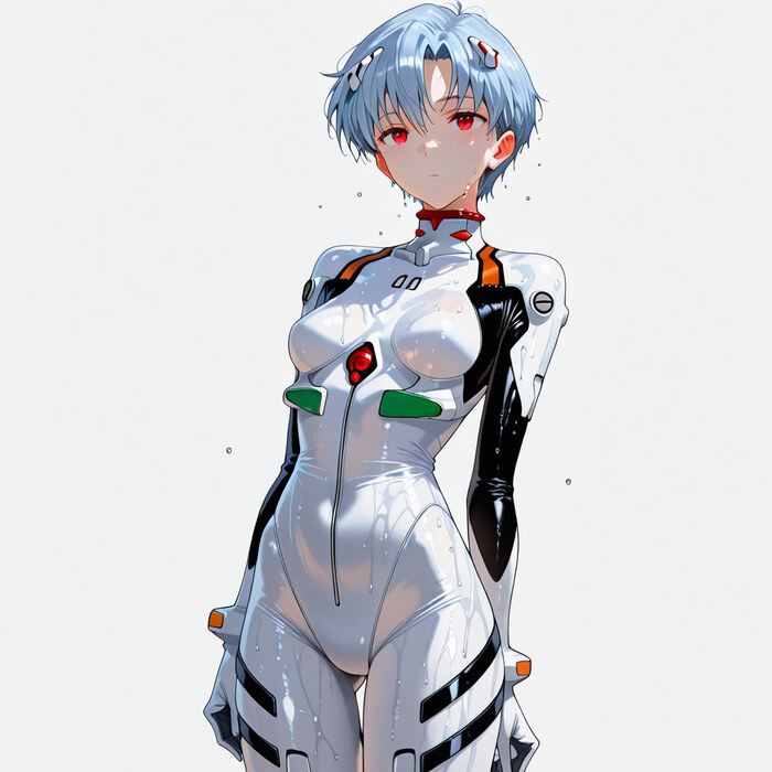 AI Art (Adult Rei Ayanami) - Series AI, 18+, My, Neural Network Content, Hand-drawn erotica, Anime, Art, Neural network art, Artificial Intelligence, Anime art, Evangelion, Rei ayanami, Boobs, Nipples, Booty, Without underwear, No panties, No bra, Dream, Colorful hair, Girls, Naked, NSFW