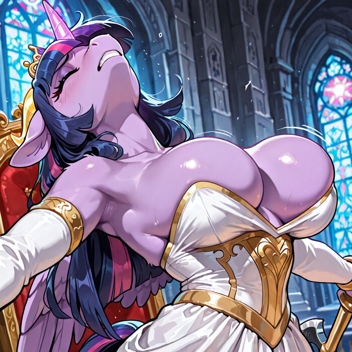 It is important to warm up - Series Neuropony art, 18+, Neural Network Content, Neural network art, My little pony, Anthro, MLP Edge, Twilight sparkle, Big size, Evening Dress, Bikini, Swimsuit, NSFW
