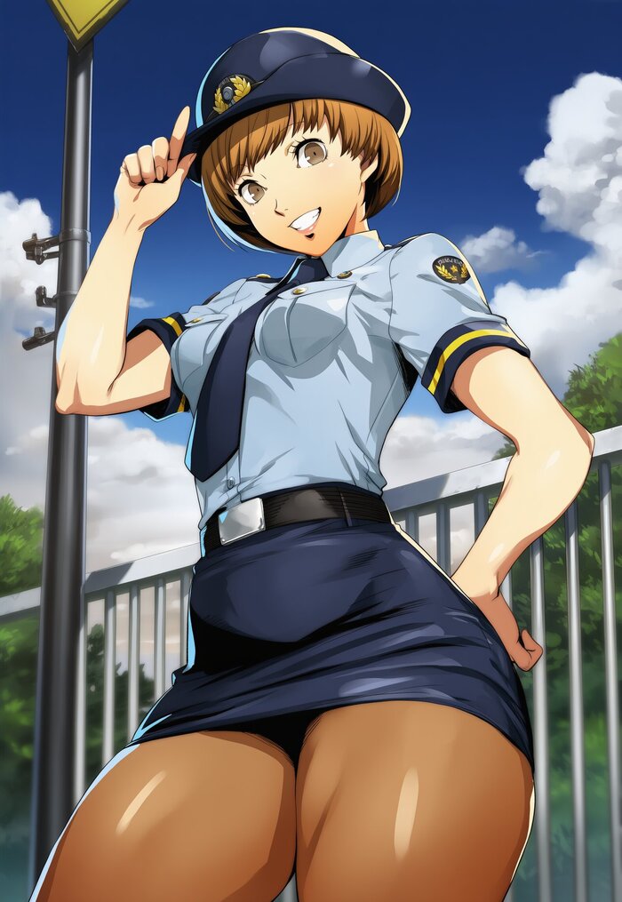 Police officer - 18+, Neural Network Content, Murasaru7, Art, Anime, Anime art, Hand-drawn erotica, Erotic, Neural network art, Persona 4, Chie Satonaka, Games, Game art, Tomboy, Pantsu, Longpost, NSFW