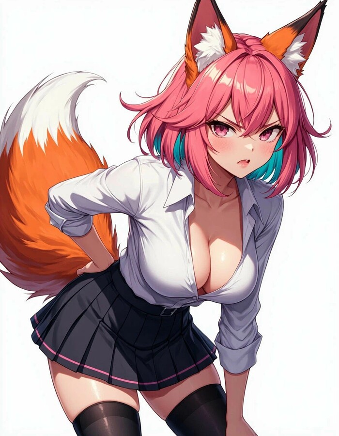 Art - 18+, My, Neural Network Content, Neural network art, Girls, Anime, Anime art, Hand-drawn erotica, Erotic, Art, Boobs, Skirt, Stockings, NSFW