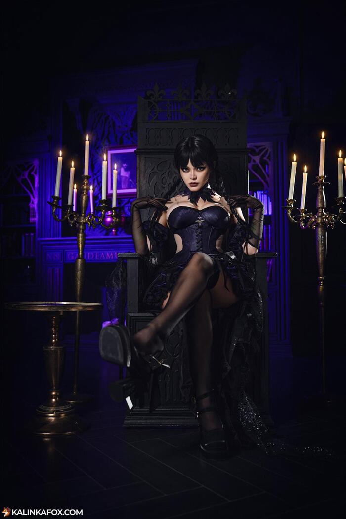 Wednesday Addams by Kalinka Fox [Wednesday] - 18+, The photo, PHOTOSESSION, Cosplay, Cosplayers, Erotic, Erotic, Erotic lingerie, Booty, Boobs, Wensday Addams, Wensday (TV series), Christina Fink, Longpost, NSFW